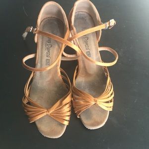 Ballroom dark tan 1.5inch heel open toe sz 7 shoes